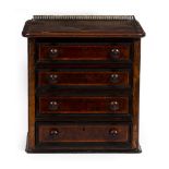 AN EDWARDIAN BURR WALNUT TABLE TOP CHEST OF FOUR DRAWERS 53.5cm wide x 31cm deep x 35.5cm high