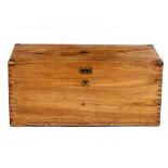 A TEAK AND CAMPHOR WOOD CHEST with brass mounts, 94cm wide x 45cm deep x 42cm high At present, there