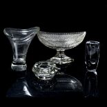 A KOSTA CLEAR GLASS VASE designed by Vicke Lindstrend with offset opening and bubble drop to the