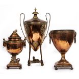 A REGENCY COPPER AND BRASS TEA URN OR SAMOVAR of classical form with looping handles, 58cm high