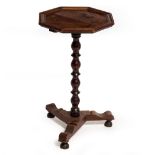 AN 18TH CENTURY OCTAGONAL OAK AND FRUITWOOD CANDLE TABLE 35cm x 35cm x 60cm Condition: marks to