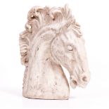 A COMPOSITE SCULPTURE OF A HORSES HEAD with flaring mane, approximately 39cm wide x 47cm high