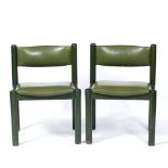 A PAIR OF MID TO LATE 20TH CENTURY SCANDINAVIAN STAINED WOOD AND LEATHER UPHOLSTERED SIDE CHAIRS