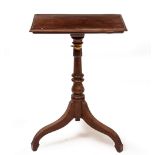 A REGENCY MAHOGANY ADJUSTABLE READING TABLE on tripod base, 50cm x 38cm x 71cm (101cm fully