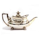 A GEORGE III SILVER TEAPOT by James Ede and Alexander Hewat, with marks for London 1810, 29cm wide x