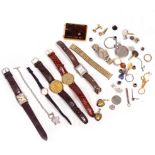 A COLLECTION OF COSTUME JEWELLERY AND WRIST WATCHES to include an Omega De Ville