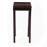 A GEORGE III MAHOGANY URN STAND with slide, 32cm x 32cm x 70cm Condition: ring marks on top, some
