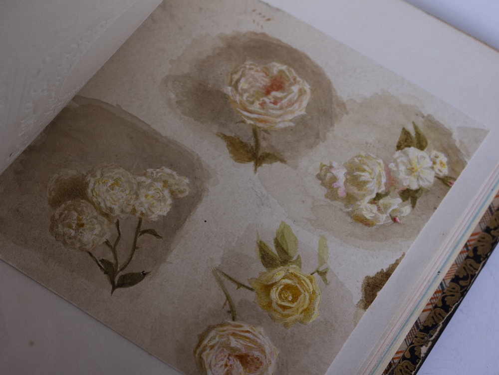 A VICTORIAN PAPIER MACHE BOUND ALBUM the cover decorated with mother of pearl and flowers, the album - Image 5 of 7