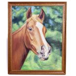 MIDDLE EASTERN SCHOOL Portrait of a racehorse, acrylic on canvas, signed and dated 1997, 98cm x 78cm