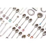 A SMALL GROUP OF WHITE METAL SPOONS some silver, some marked stirling, approximately 106 grams in