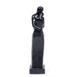 A CONTEMPORARY COMPOSITE STONE SCULPTURE of two lovers, 61cm high At present, there is no