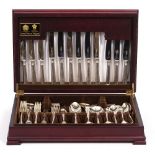 A MODERN ARTHUR PRICE OF ENGLAND SILVER PLATED CANTEEN OF CUTLERY with reeded border to the handles,