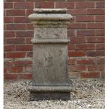 A VICTORIAN BUFF TERRACOTTA RECTANGULAR SECTION CHIMNEY POT 40cm wide x 33cm deep x 82cm high