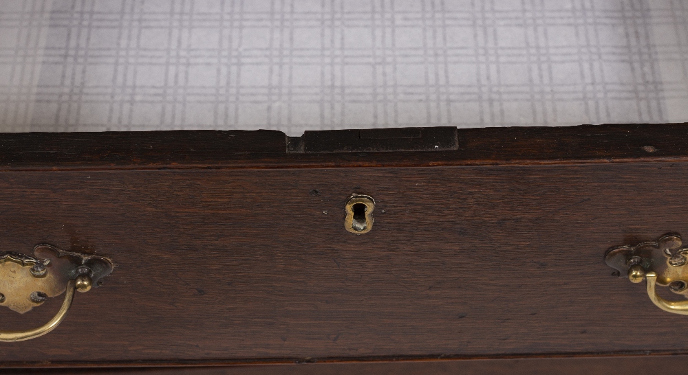 A 19TH CENTURY OAK DRESSER BASE with two panelled doors and three central drawers, on bracket - Image 3 of 7