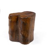 A TEAK WOOD STUMP TABLE OR STOOL 53cm wide x 54cm high Condition: minor marks, dents and scratches