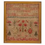 A 19TH CENTURY ALPHABET SAMPLER by Hannah Coares aged 8 years 1830, 31cm x 27.5cm At present,