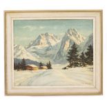 M STRASKY (MID 20TH CENTURY SCHOOL) An alpine view, oil on canvas board, signed lower right, 49cm