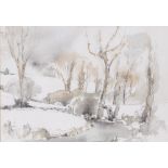 LATE 20TH / EARLY 21ST CENTURY ENGLISH SCHOOL countryside scene, pen and watercolour wash,