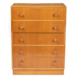 A 1980s LIGHT OAK CHEST OF FIVE DRAWERS 76cm wide x 45.5cm deep x 100cm high At present, there is no