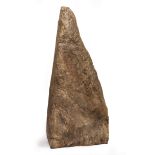 A FAUX ROCK of tapering triangular section, for use as a garden fountain, approximately 50cm wide at