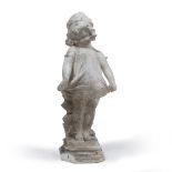 AN OLD PLASTER OF PARIS SCULPTURE of a young girl, 58cm high At present, there is no condition