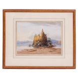 JOHN VARLEY (1778-1842) a castle on the edge of a Scottish loch, watercolour, signed lower right '