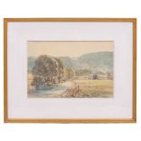 LATE 19TH / EARLY 20TH CENTURY ENGLISH SCHOOL a road through a valley, watercolour, indistinctly