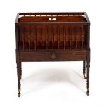 A 19TH CENTURY ROSEWOOD CANTERBURY with decorative boxwood stringing and star decoration to the