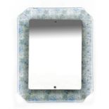 A DECORATIVE CONTEMPORARY WALL MIRROR with shaped flowered patterned frame, 54cm x 68cm At