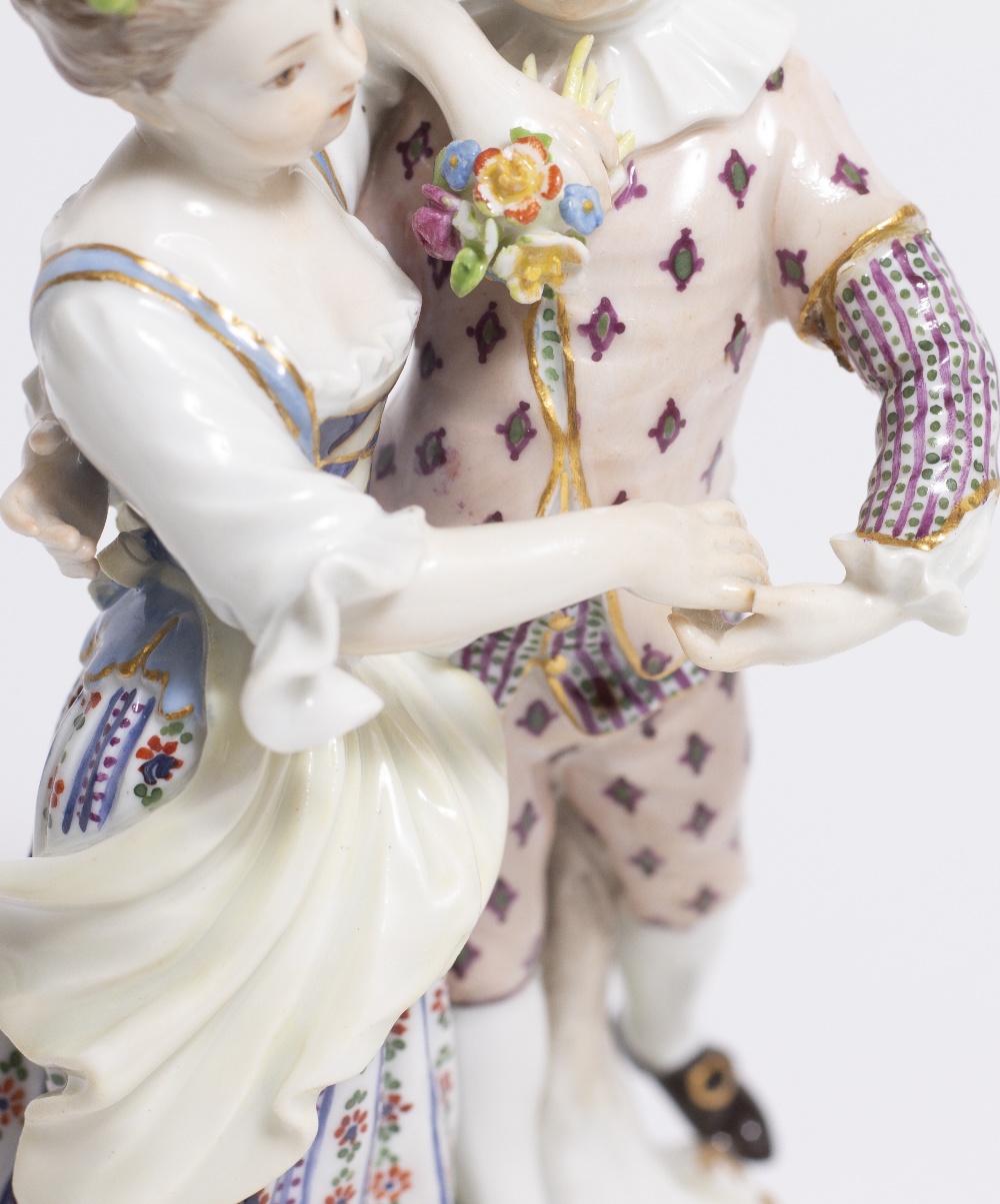 A MEISSEN PORCELAIN FIGURINE of a boy and a girl dancing numbered Q113, 14.5cm high Condition: small - Image 5 of 7
