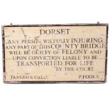 A DECORATIVE PAINTED SIGN on wooden board, 107cm wide x 61cm high Condition: deterioration to the