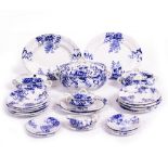 A VICTORIAN BLUE AND WHITE DOLL'S PART DINNER SERVICE with soup tureen, two vegetable tureens, a