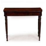 A WILLIAM IV ROSEWOOD TEA TABLE possibly Gillows, on decorative reeded legs, 92cm x 46cm x 76cm (