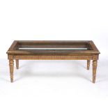 A PAINTED PARCEL GILT RECTANGULAR LOW OCCASIONAL TABLE with classical decoration to the frieze and