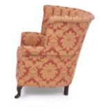 AN EDWARDIAN UPHOLSTERED LIBRARY TUB CHAIR 81cm wide x 76cm deep x 90cm high Condition: upholstery