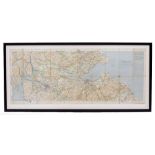 A FRAMED MICHELIN MAP OF THE BRITISH ISLES NUMBER 6 depicting the route from Glasgow to Edinburgh,