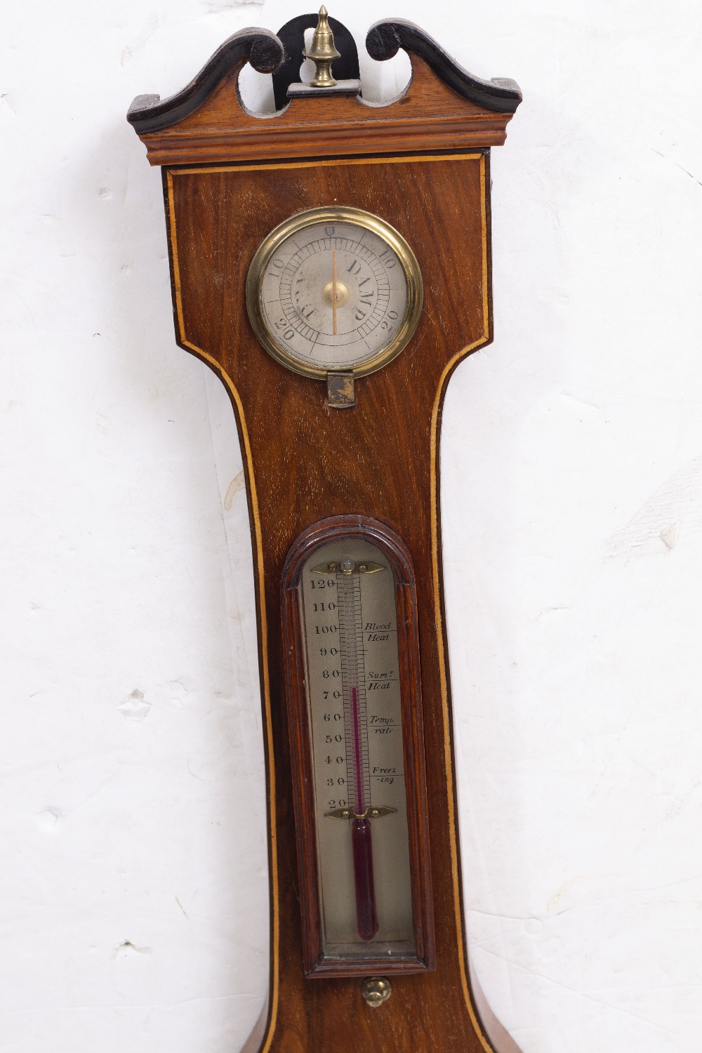 A 19TH CENTURY MAHOGANY WHEEL BAROMETER signed 'L Monastere of Darlington', with silvered dial - Image 3 of 5