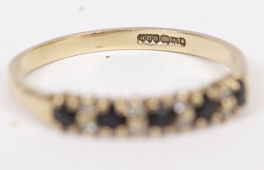 A 9 CARAT GOLD HALF ETERNITY RING Condition: good, needs cleaning - Image 2 of 6