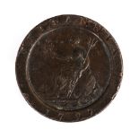 A GEORGE III 1797 CARTWHEEL PENNY Condition: edge dents and marks, minimal wear