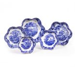 A SET OF FIVE ADAMS CATTLE SCENERY PATTERN SCALLOPED DISHES the largest 27cm wide Condition: minor
