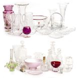 A LARGE COLLECTION OF MISCELLANEOUS GLASSWARE to include an Orrefors glass vase, decanters, cut