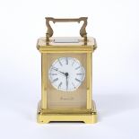 A RICHARD AND CIE THIRTEEN JEWEL BRASS CARRIAGE TIMEPIECE striking on a bell, 9cm wide x 7.5cm