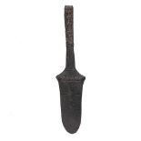 A FIJIAN STYLE PADDLE CLUB with carved decoration, 64cm in length Condition: some surface scuffs and