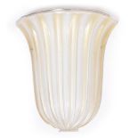 A SET OF THREE VASE SHAPED HALF ROUND MURANO GLASS STYLE WALL LIGHTS