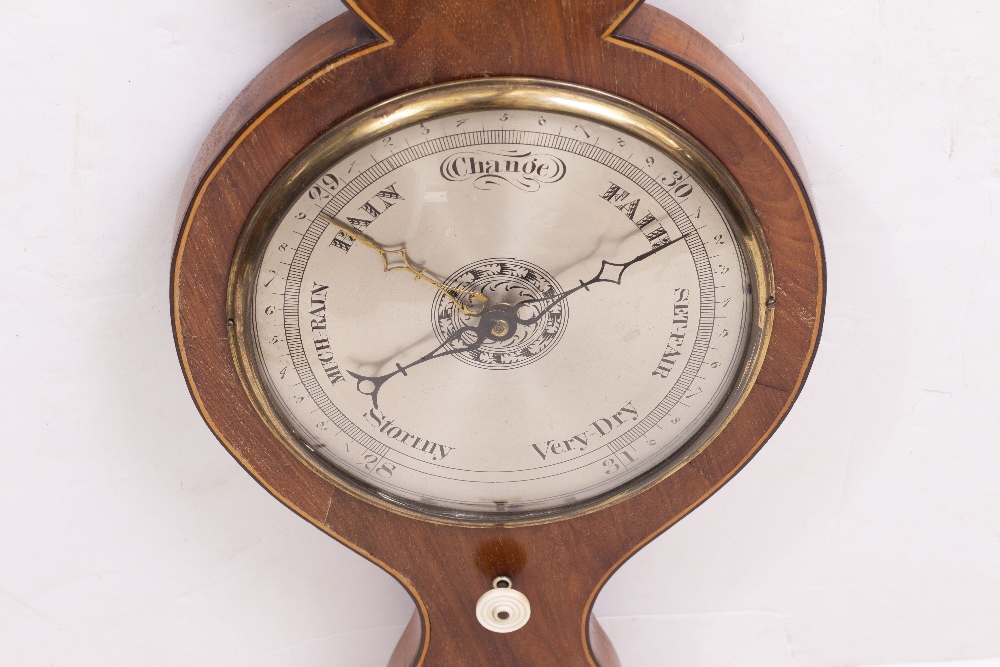 A 19TH CENTURY MAHOGANY WHEEL BAROMETER signed 'L Monastere of Darlington', with silvered dial - Image 5 of 5