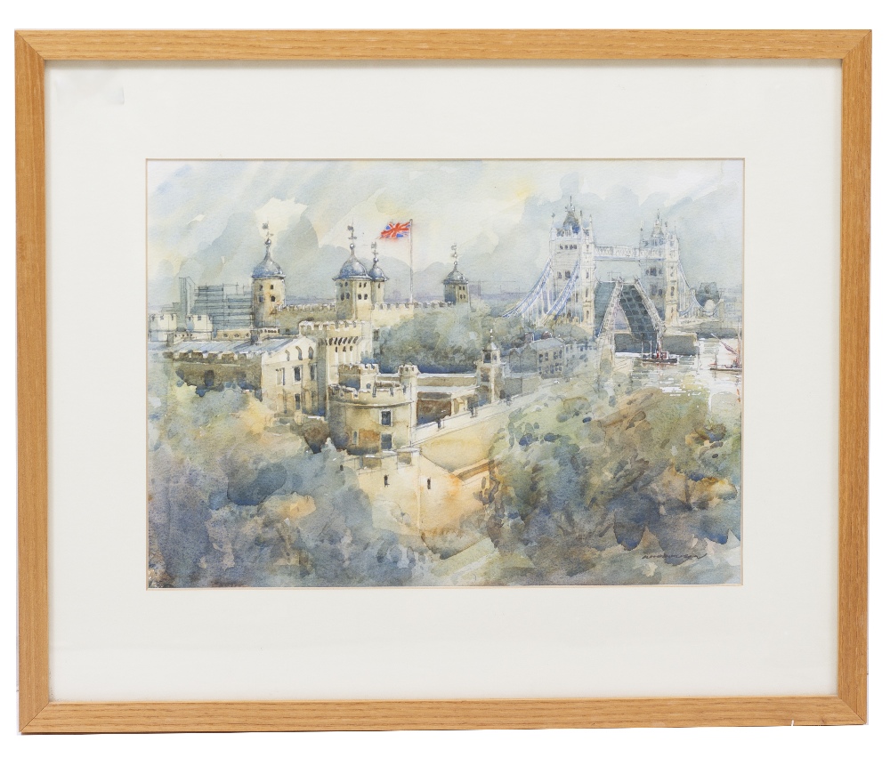 TIM WIDDOWSON Tower Bridge and The Tower of London, 26cm x 36cm, watercolour, signed in pencil lower - Image 9 of 9