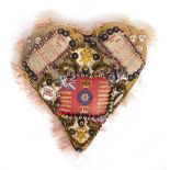 A WORLD WAR ONE SWEETHEART PIN CUSHION Condition: tassels coming loose at the edge, some staining