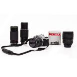 A PENTAX ME SUPER OUTFIT to include a Pentax-A Zoom 28-80mm lens, a Hanimex 500mm F:8 mirror lens