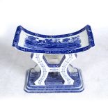 AN ANTIQUE COPELAND SPODE TOWER BLUE AND WHITE POTTERY SEAT 56.5cm wide x 28cm deep x 44.5cm high