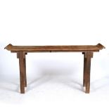 A CHINESE HARDWOOD ALTAR TABLE 170cm wide x 38cm deep x 84cm high Condition: of modern